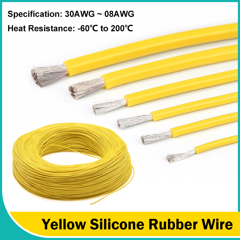 Wire 22 Gauge Copper - Желтые мягкие силиконовые резиновые провода 30/28/26/24/22/20/18/16/15/14/13/12/10/08