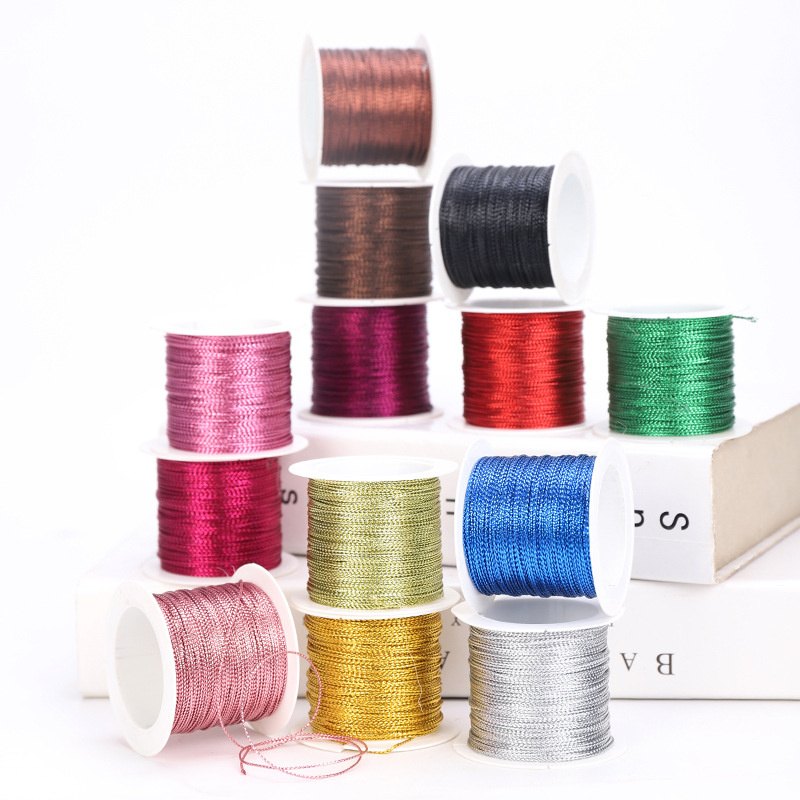 Knotting Cord Silk - Шнур золотистый/серебристый/Красный, 20 метров, 1 мм,
