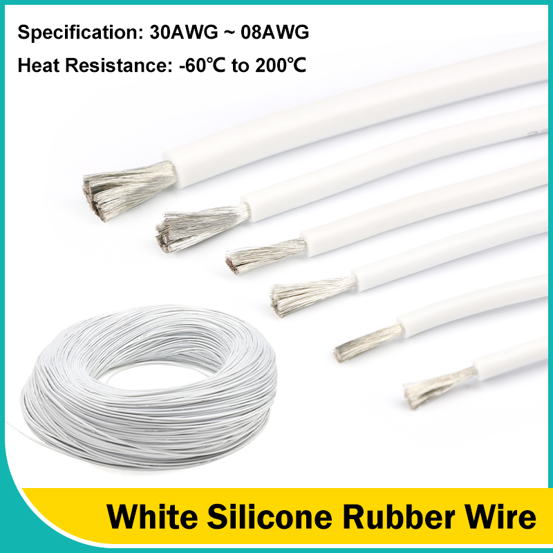 Wire 22 Gauge Copper - Белые гибкие силиконовые резиновые провода 30/28/26/24/22/20/18/16/15/14/13/12/10/08