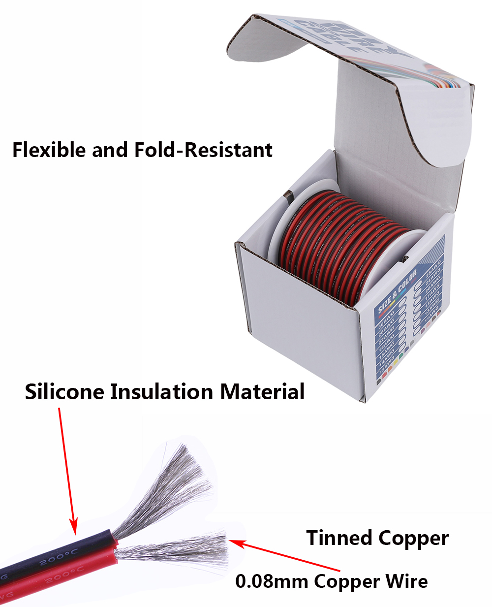 2-контактный черный, красный с – обзор и цена Wire 22 Gauge Copper